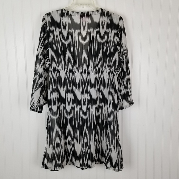 Peppermint Bay Womens Swimsuit Cover Large Boho Print Deep V Tie Dye Pull Over - Picture 2 of 9